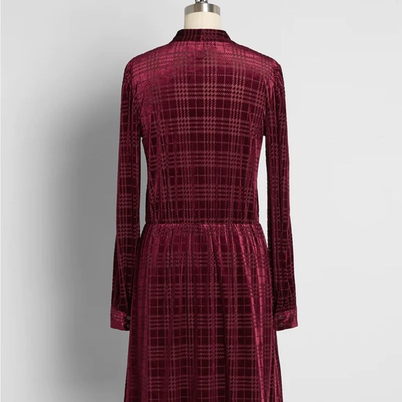 ModCloth Adored In Bordeaux Velvet Tie-Neck Dress - Picture 2 of 5